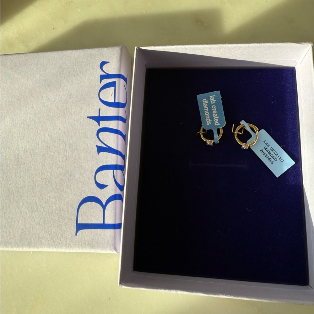 14K Gold Plated 1/10 CT. T.W. Lab-Grown Diamond Single Stone Huggie Hoops